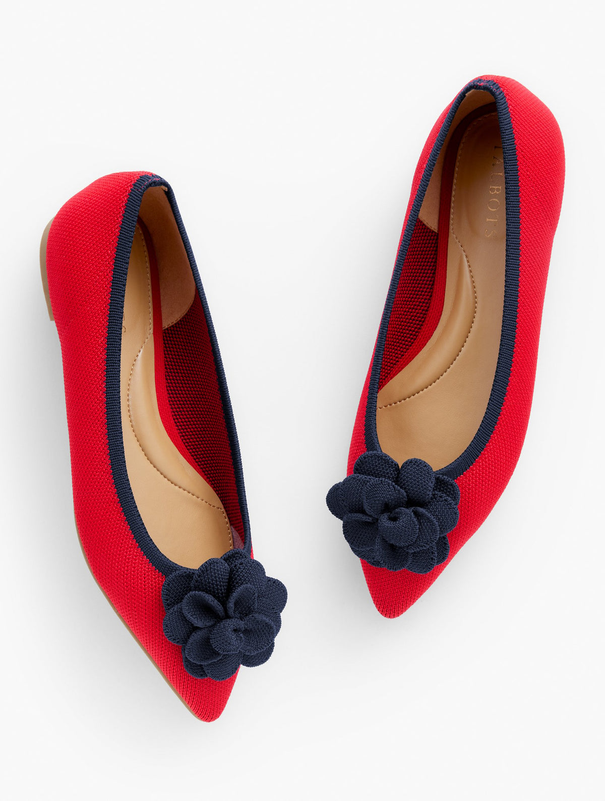 Edwin Knit Flower Pointed Toe Flats