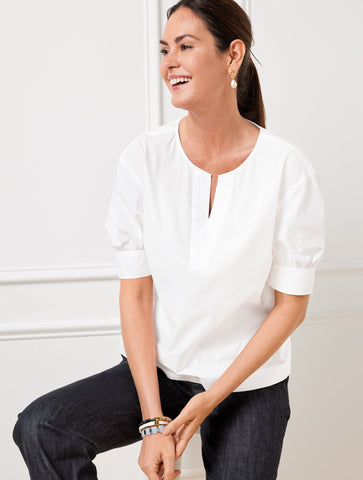 Elbow Sleeve Poplin Popover