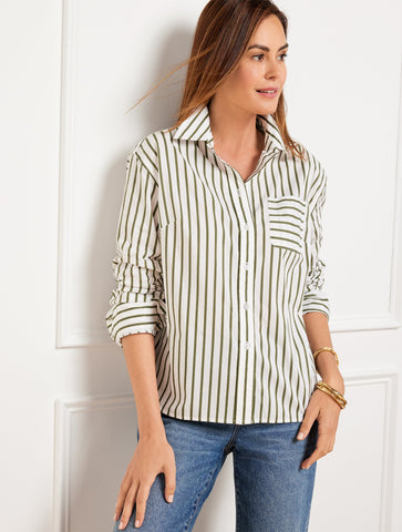 Poplin Short Shirt - Nautical Stripe
