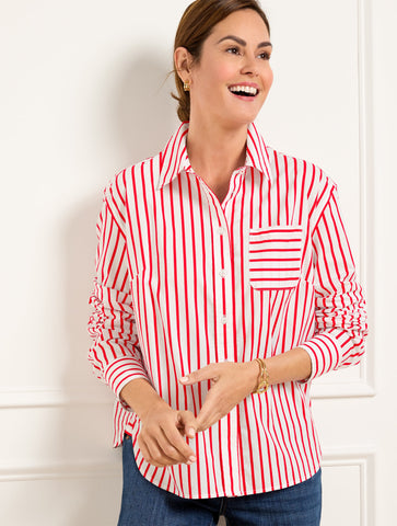 Poplin Short Shirt - Nautical Stripe