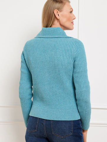 Pointelle Knit Sweater Jacket - Tweed