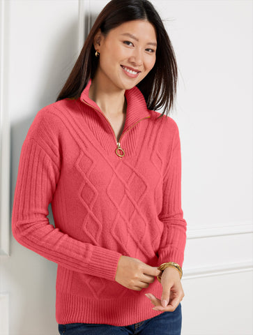 Cable Knit Half-Zip Sweater