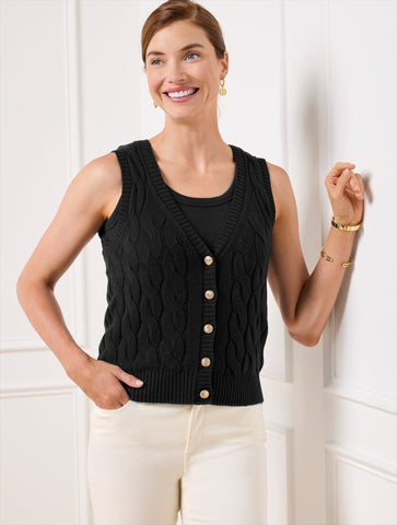 Cable Knit V-Neck Sweater Vest