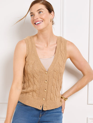 Cable Knit V-Neck Sweater Vest
