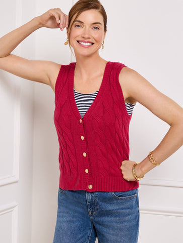 Cable Knit V-Neck Sweater Vest
