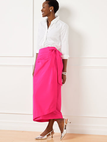 Taffeta Draped Maxi Skirt