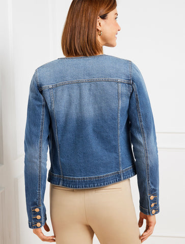 Collarless Jean Jacket