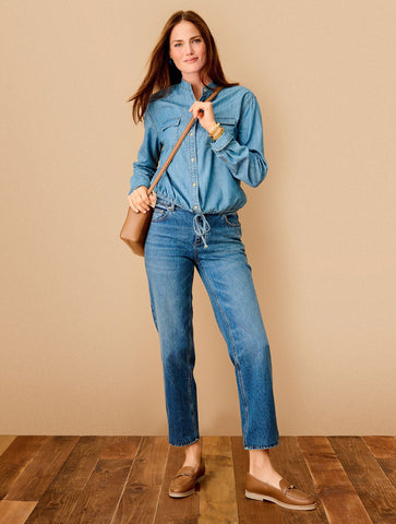 Tie Front Denim Top