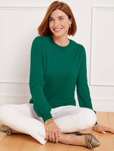 Scallop Trim Pullover Sweater