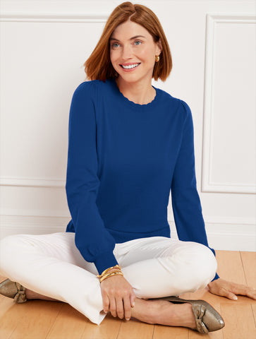 Scallop Trim Pullover Sweater