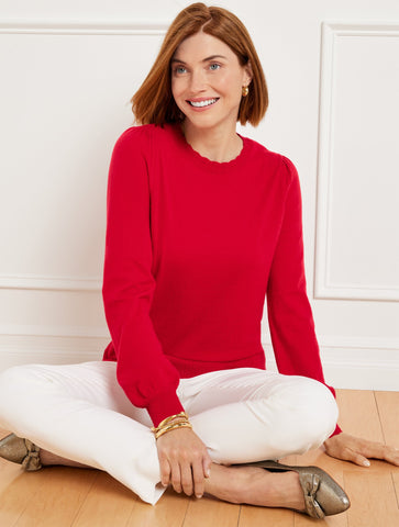 Scallop Trim Pullover Sweater