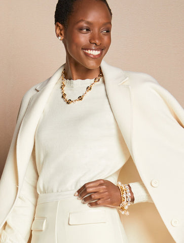 Scallop Trim Pullover Sweater