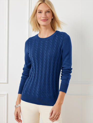 Soft Cable Knit Crewneck Sweater