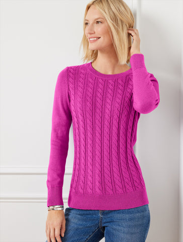 Soft Cable Knit Crewneck Sweater