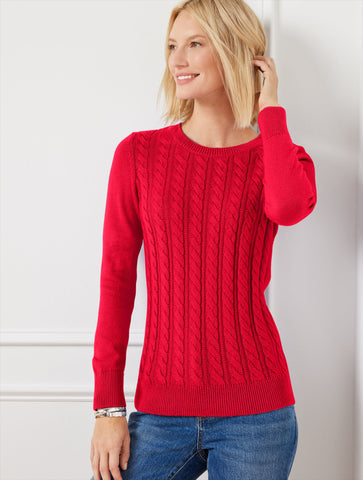 Soft Cable Knit Crewneck Sweater