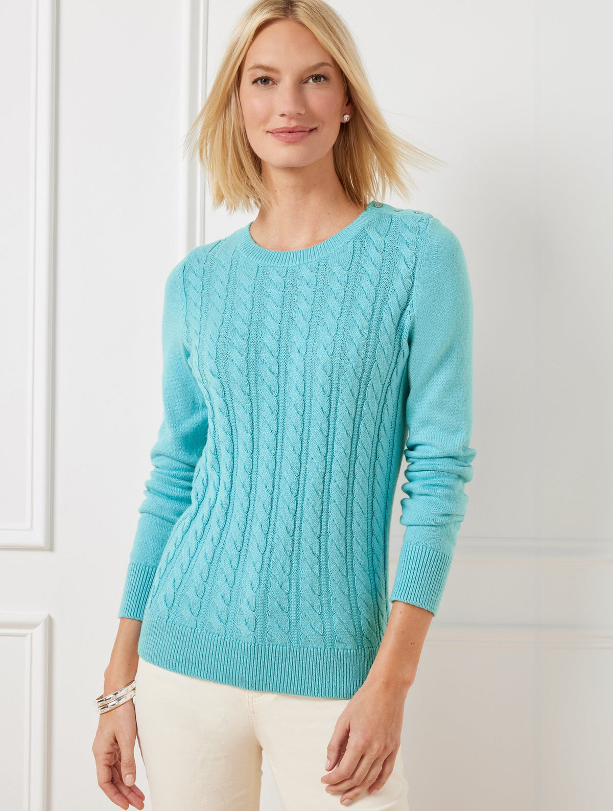 Soft Cable Knit Crewneck Sweater