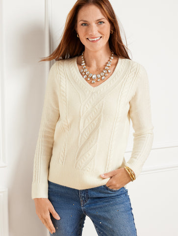 Wool Blend Cable Knit Sweater