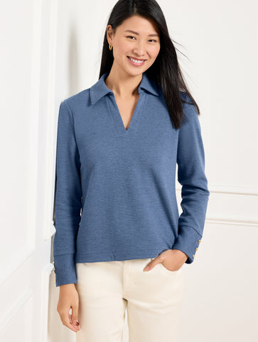 Ribbed Johnny Collar Sweatshirt