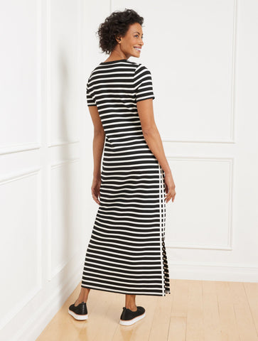 Effortless Ultraknit Short Sleeve Maxi Dress - Crocus Stripe