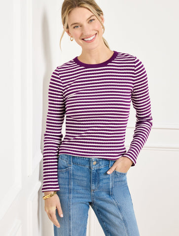 Ribbed Crewneck Tee - Jasmine Stripe