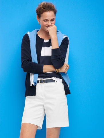 V-Neck Boxy Tee - Quince Stripe