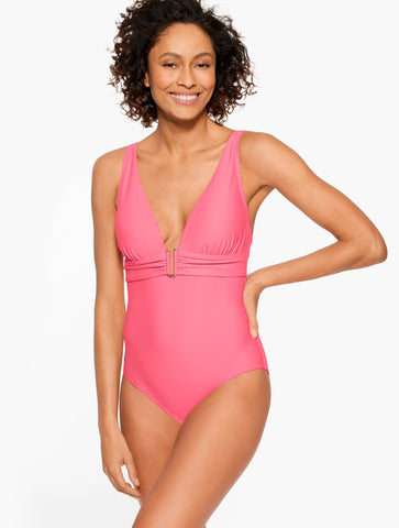 Aqua Club V-Neck One-Piece Swimsuit