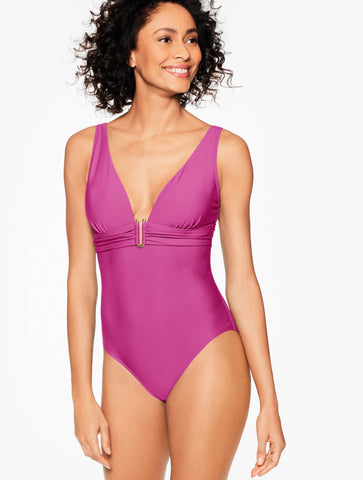 Aqua Club V-Neck One-Piece Swimsuit
