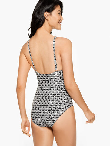 Aqua Club V-Neck One-Piece Swimsuit - Fiji Shell