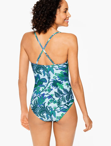 Aqua Club Bandeau One-Piece Swimsuit - Bali Blooms