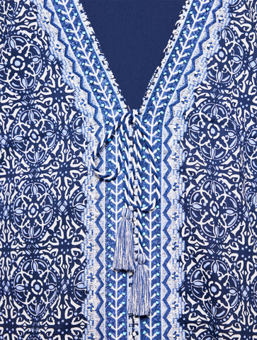 Aqua Club Embroidered Caftan Cover-Up - Ibiza Tile