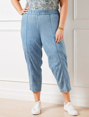 Slim Crop Pants - Chambray