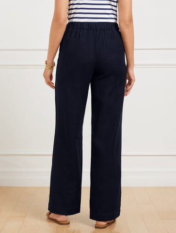 Wide Leg Washed Linen Pants
