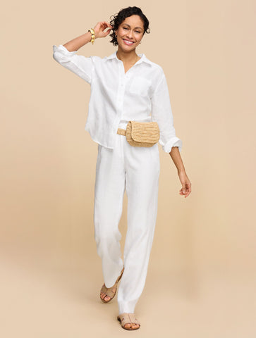 Wide Leg Washed Linen Pants