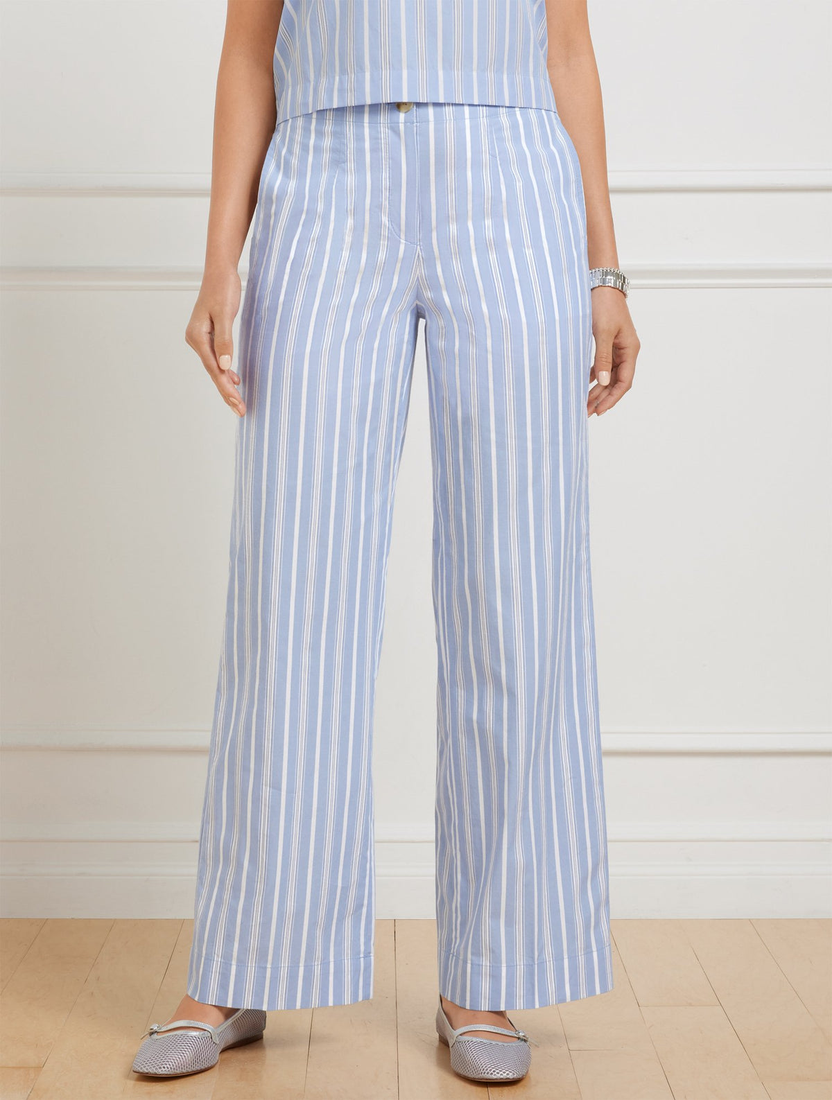 Wide Ankle Fresh Poplin Pants - Dewdrop Stripe