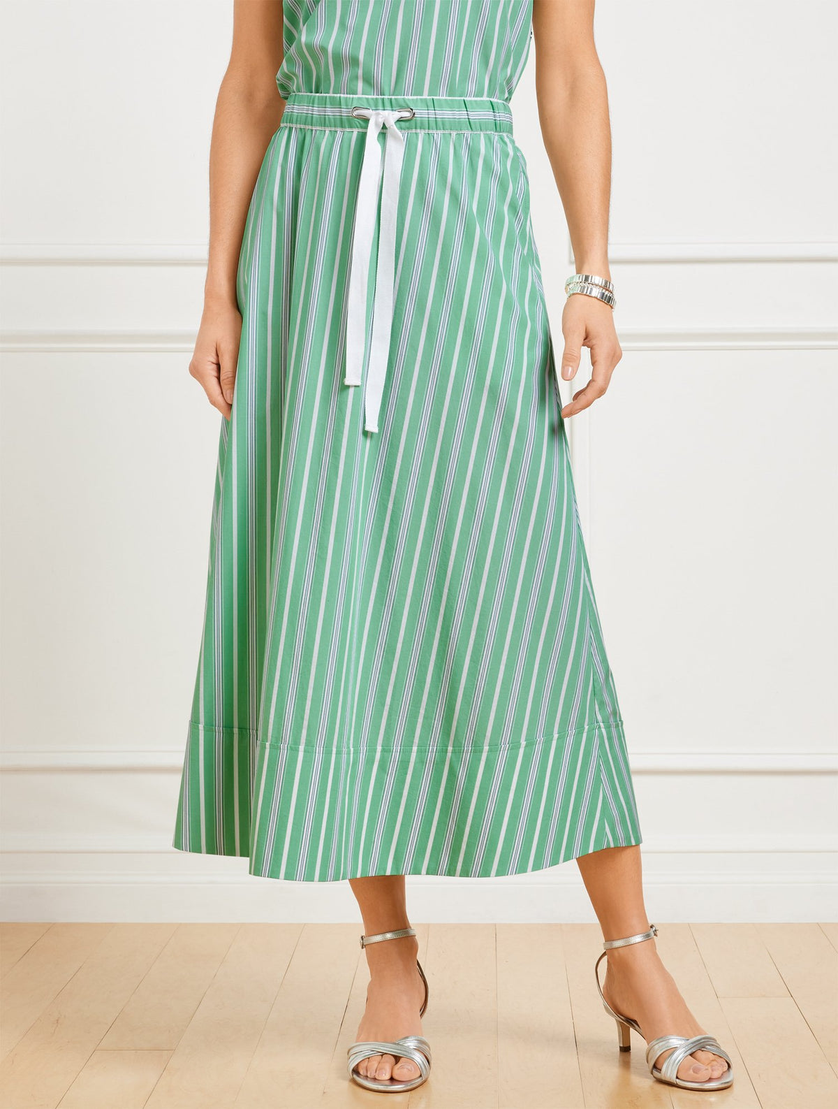 Fresh Poplin Drawstring Skirt - Dewdrop Stripe