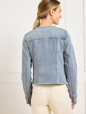 Collarless Jean Jacket - Freya Wash