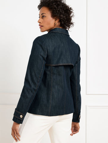 Refined Denim Short Trench Coat
