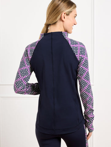 Performance Interlock Half-Zip Pullover - Diamond Grid