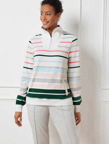 Cozy Crush Half-Zip Pullover - Budding Stripe