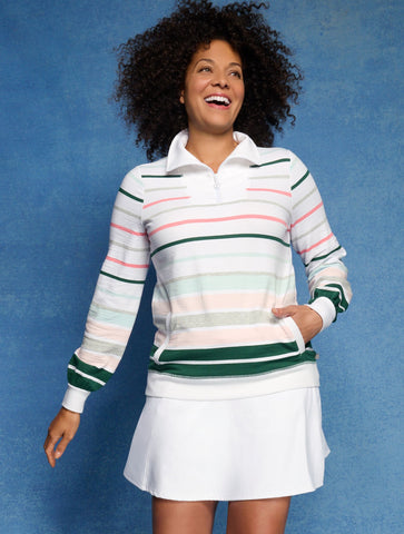 Cozy Crush Half-Zip Pullover - Budding Stripe
