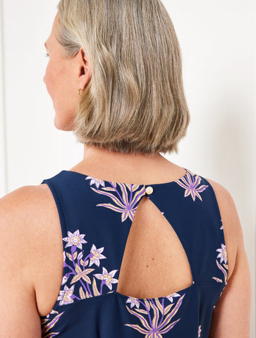 Effortless Jersey Shift Dress - Leafy Floral