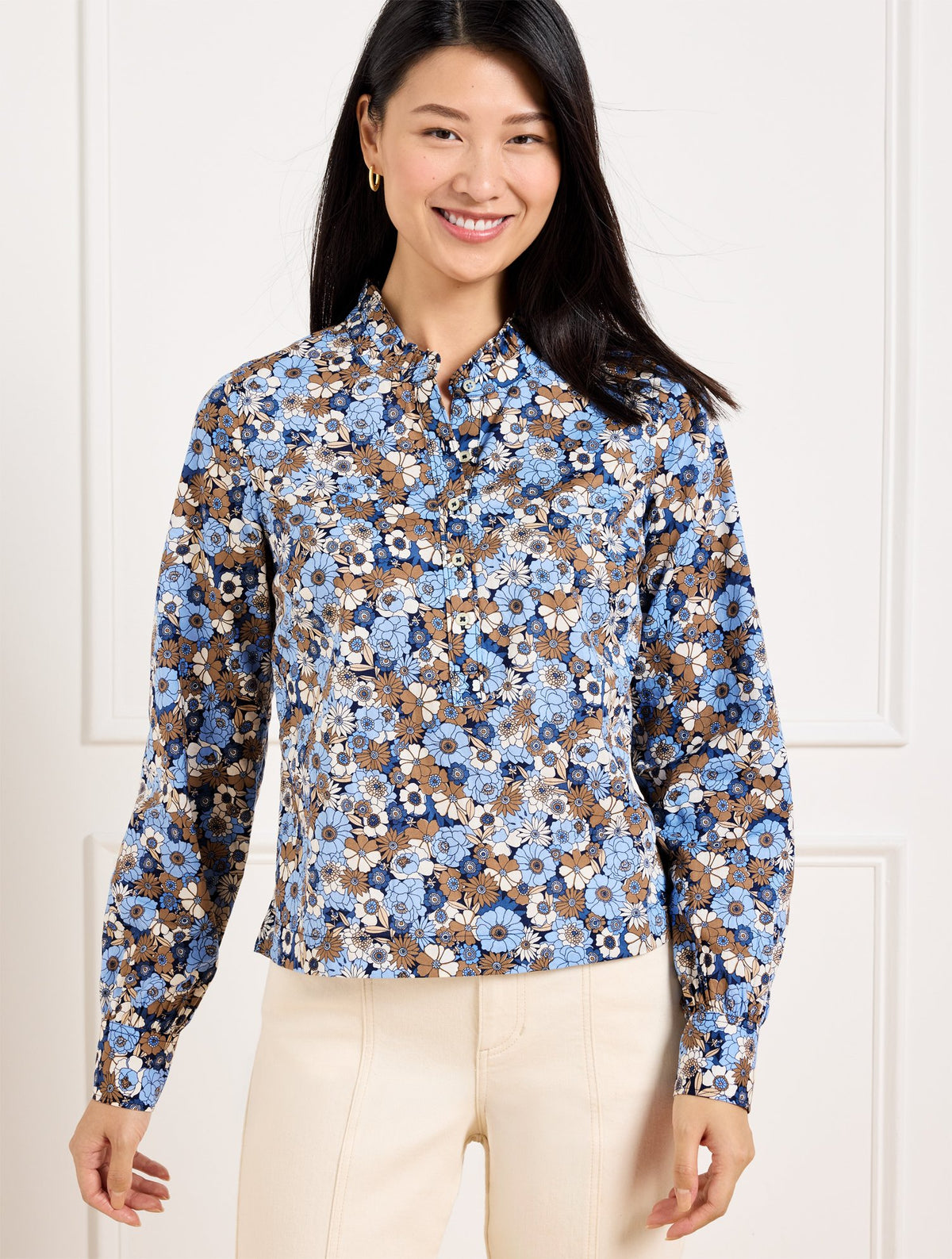 Ruffle Short Shirt - Gathered Blossoms