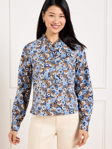 Ruffle Short Shirt - Gathered Blossoms