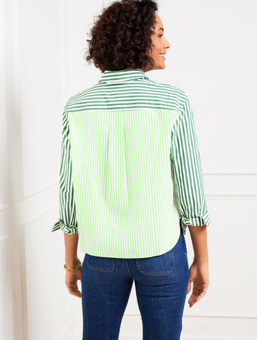 Poplin Short Shirt - Blooming Stripe