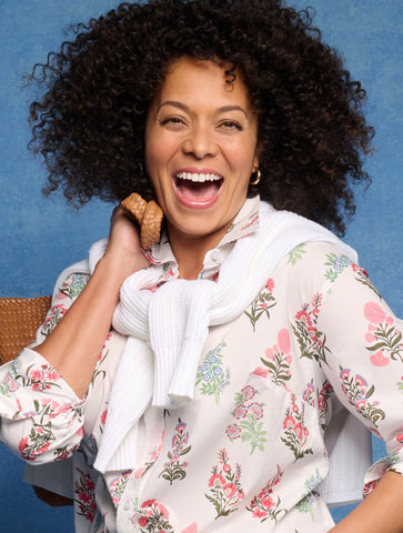 Poplin Short Shirt - Floral Radiance