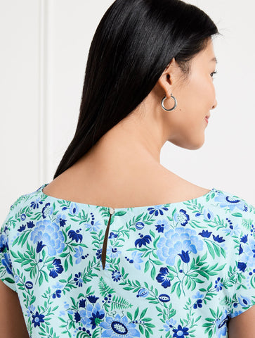 Poplin Bateau Neck Top - Exquisite Floral