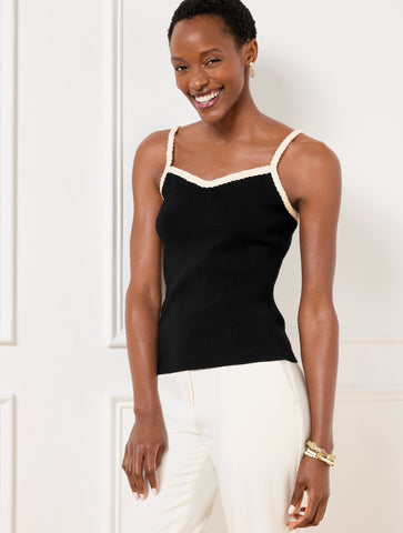 Braided Trim Sweater Shell