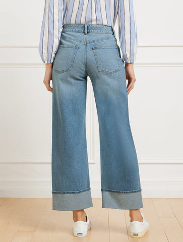 Straight Ankle Cuff Jeans - McCarren Wash