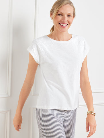 Embroidered Dropped Shoulder Tee