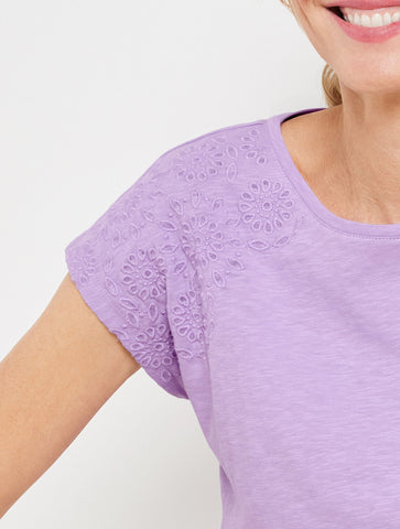 Embroidered Dropped Shoulder Tee